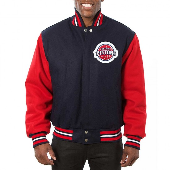 Detroit Pistons Two-Tone Varsity Wool Jacket Detroit Pistons Two-Tone Varsity Wool Jacket