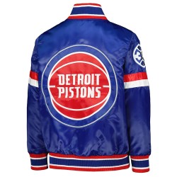 Detroit Pistons Youth Home Game Blue Satin Jacket