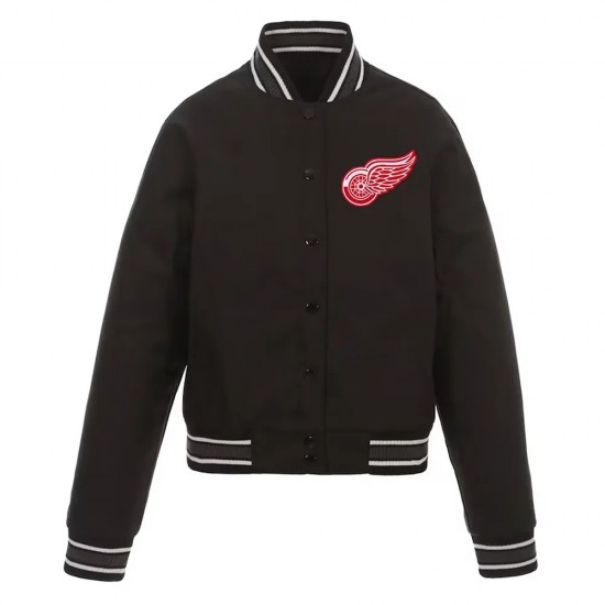 Detroit Red Wings Front-Hit Black Poly Twill Jacket Detroit Red Wings Front-Hit Black Poly Twill Jacket