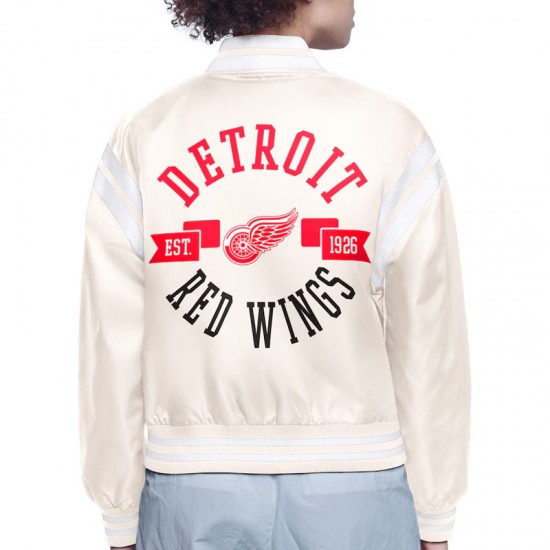 Detroit Red Wings Printed Logo Varsity Satin Jacket Detroit Red Wings Printed Logo Varsity Satin Jacket