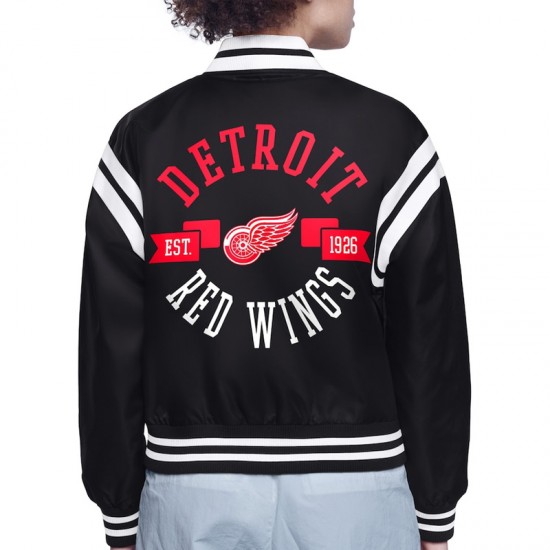 Detroit Red Wings Printed Logo Varsity Satin Jacket Detroit Red Wings Printed Logo Varsity Satin Jacket