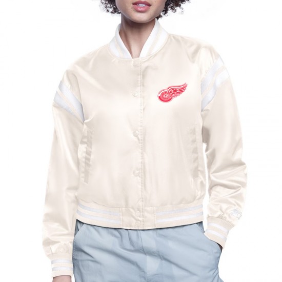 Detroit Red Wings Printed Logo Varsity Satin Jacket Detroit Red Wings Printed Logo Varsity Satin Jacket