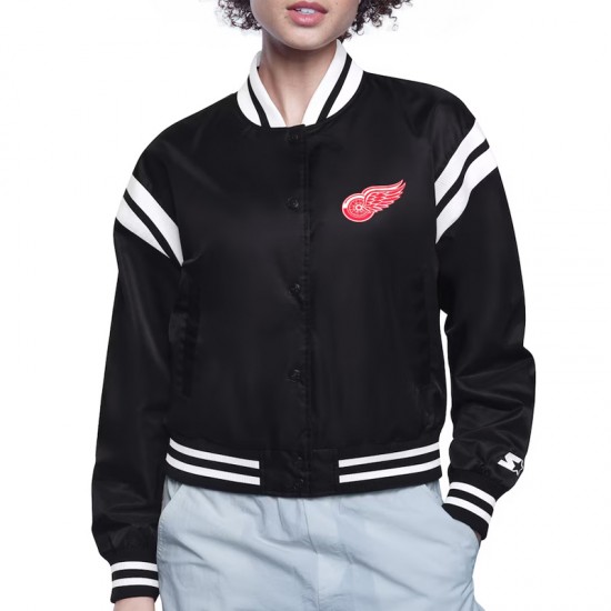 Detroit Red Wings Printed Logo Varsity Satin Jacket Detroit Red Wings Printed Logo Varsity Satin Jacket