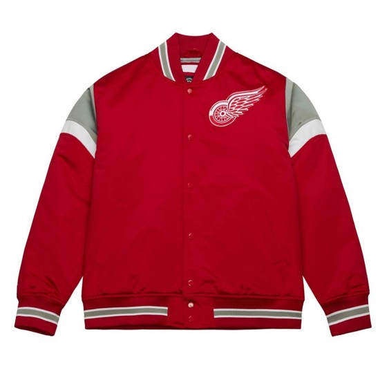 Detroit Red Wings Red Heavyweight Satin Jacket Detroit Red Wings Red Heavyweight Satin Jacket