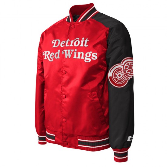 Detroit Red Wings Red and Black Satin Jacket Detroit Red Wings Red and Black Satin Jacket