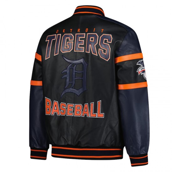 Detroit Tigers Black & Navy Varsity Leather Jacket