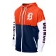 Detroit Tigers Color Block Navy/Orange Hoodie Windbreaker Detroit Tigers Color Block Navy/Orange Hoodie Windbreaker