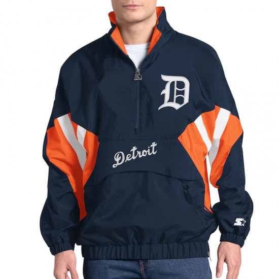 Detroit Tigers Cooperstown Chief Navy Half-Zip Pullover Detroit Tigers Cooperstown Chief Navy Half-Zip Pullover