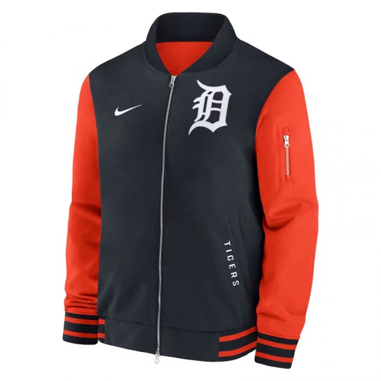 Detroit Tigers Dugout Navy Blue Bomber Jacket