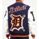 Detroit Tigers Mash Up White and Navy Blue Varsity Jacket Detroit Tigers Mash Up White and Navy Blue Varsity Jacket