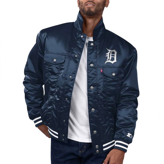 Detroit Tigers Navy Silver Tab Trucker Jacket Detroit Tigers Navy Silver Tab Trucker Jacket