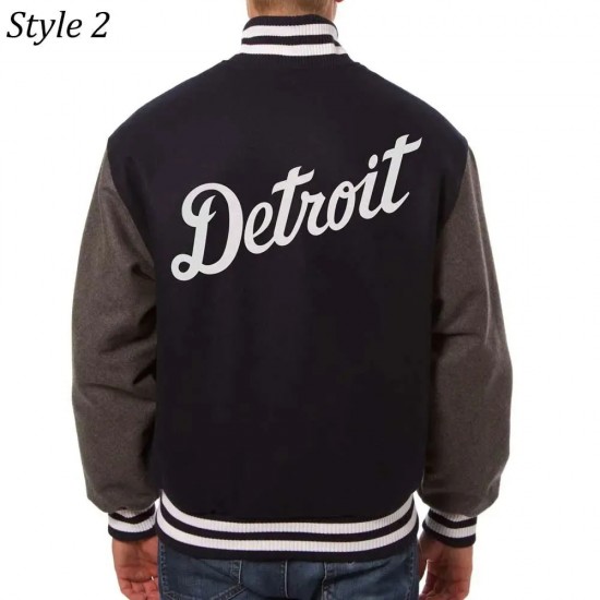 Detroit Tigers Navy and Gray Varsity Wool Jacket Detroit Tigers Navy and Gray Varsity Wool Jacket