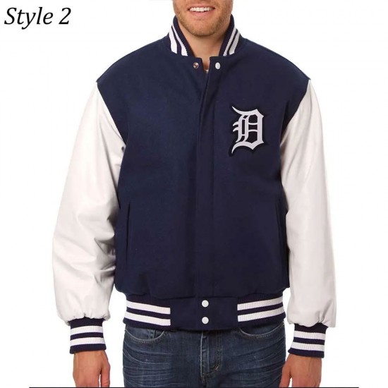 Detroit Tigers Navy and White Varsity Jacket Detroit Tigers Navy and White Varsity Jacket