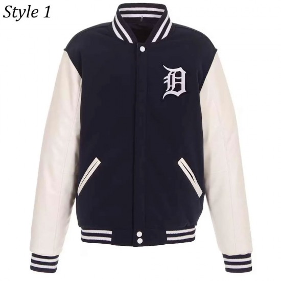 Detroit Tigers Navy and White Varsity Jacket Detroit Tigers Navy and White Varsity Jacket