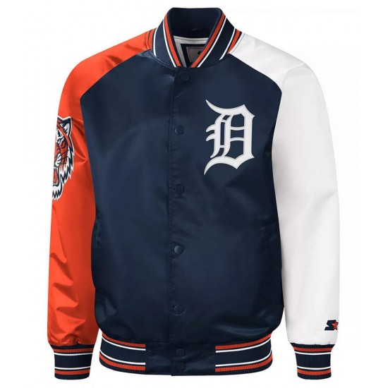 Detroit Tigers Reliever Satin Raglan Jacket Detroit Tigers Reliever Satin Raglan Jacket