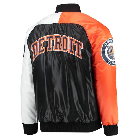 Detroit Tigers Tri-Color Varsity Satin Jacket Detroit Tigers Tri-Color Varsity Satin Jacket