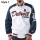 Detroit Tigers White and Blue Varsity Satin Jacket Detroit Tigers White and Blue Varsity Satin Jacket