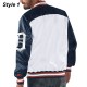 Detroit Tigers White and Blue Varsity Satin Jacket Detroit Tigers White and Blue Varsity Satin Jacket