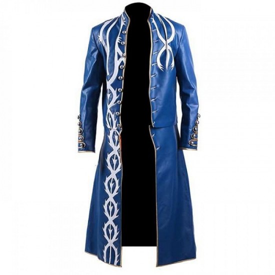 Devil May Cry 3 Long Blue Fancy Vergil Coat Costume Devil May Cry 3 Long Blue Fancy Vergil Coat Costume
