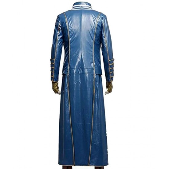 Devil May Cry 3 Vergil Blue Leather Trench Coat Devil May Cry 3 Vergil Blue Leather Trench Coat