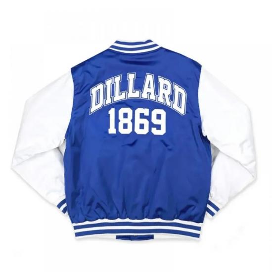 Dillard University Royal and White Baseball Jacket Dillard University Royal and White Baseball Jacket