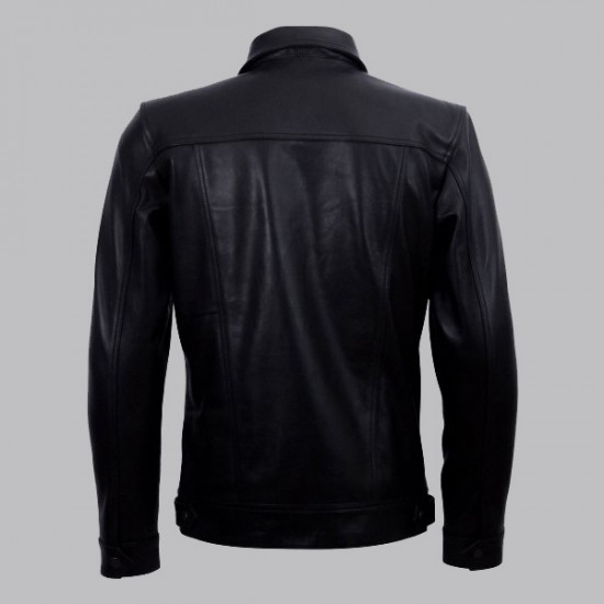 Diran Men Black Classic Leather Jacket With Shirt Collar Diran Men Black Classic Leather Jacket With Shirt Collar