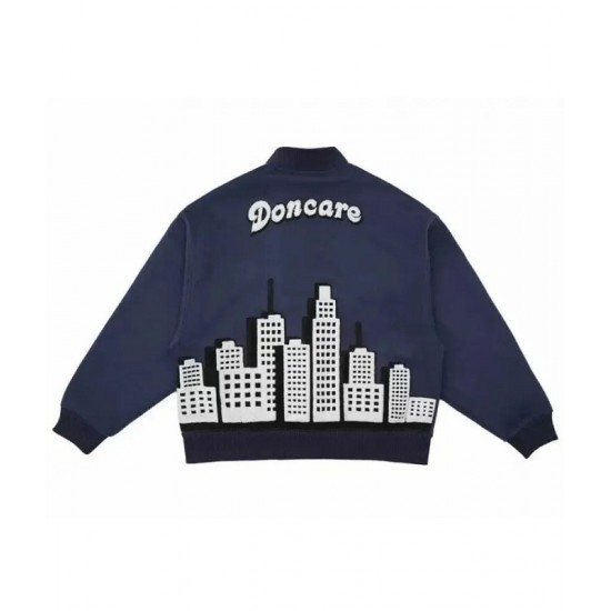 Doncare City View Collage Blue Varsity Jacket Doncare City View Collage Blue Varsity Jacket
