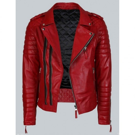 Double Breasted Mens Red Leather Biker Jacket Double Breasted Mens Red Leather Biker Jacket