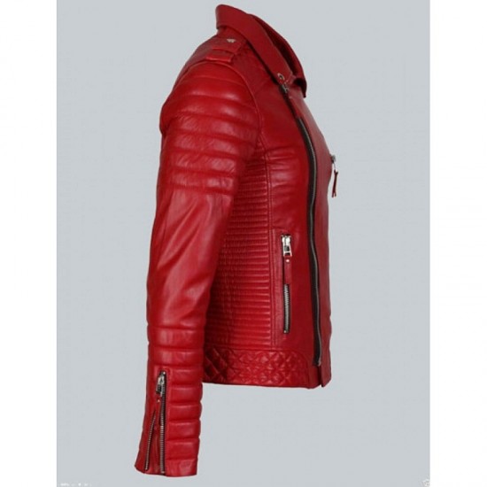 Double Breasted Mens Red Leather Biker Jacket Double Breasted Mens Red Leather Biker Jacket