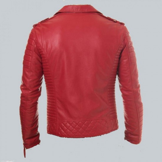 Double Breasted Mens Red Leather Biker Jacket Double Breasted Mens Red Leather Biker Jacket