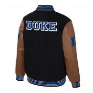 Duke Blue Devils Black and Brown Letterman Jacket Classic Collegiate Varsity Style