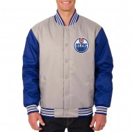 Edmonton Oilers Gray/Blue Poly Twill Jacket