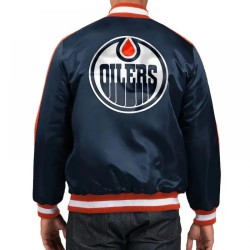 Edmonton Oilers O-Line Navy Varsity Satin Jacket