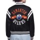Edmonton Oilers Printed Logo Varsity Satin Jacket Edmonton Oilers Printed Logo Varsity Satin Jacket