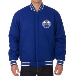 Edmonton Oilers Royal Bomber Blue Wool Jacket 