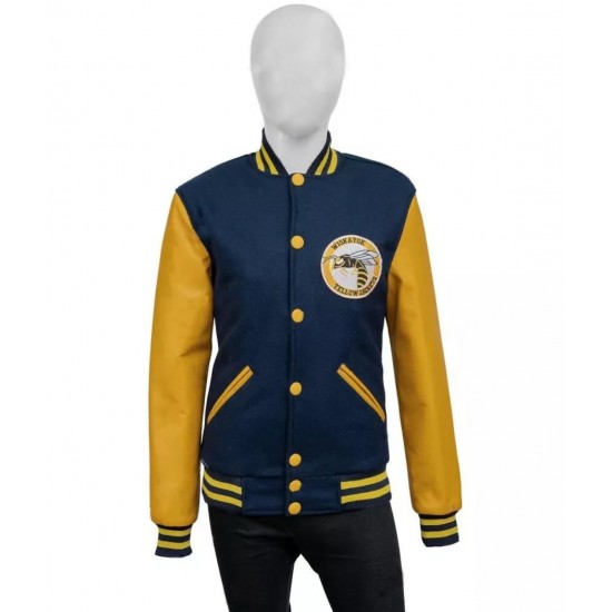 Ella Purnell Unisex Yellows Varsity Jacket - Bold Celebrity Style Ella Purnell Unisex Yellows Varsity Jacket - Bold Celebrity Style
