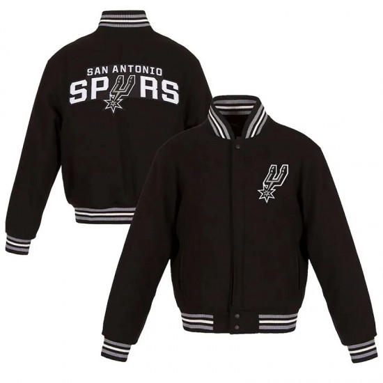 Embroidered San Antonio Spurs Varsity Black Wool Jacket Embroidered San Antonio Spurs Varsity Black Wool Jacket
