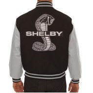 Embroidered Shelby Black and Gray Varsity Jacket