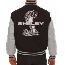 Embroidered Shelby Black and Gray Varsity Jacket