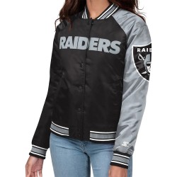 Endzone Las Vegas Raiders Black & Gray Satin Jacket