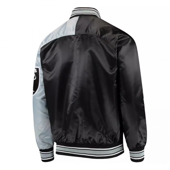 Endzone Las Vegas Raiders Black & Gray Satin Jacket Endzone Las Vegas Raiders Black & Gray Satin Jacket