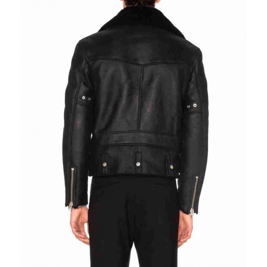 Ewan McGregor Shearling Motorcycle Jacket Ewan McGregor Shearling Motorcycle Jacket