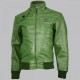 Expressive Green Bomber Leather Jacket Expressive Green Bomber Leather Jacket