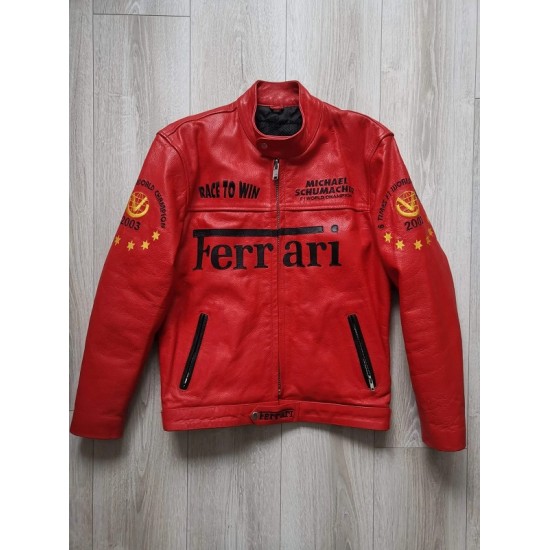F1 MS Ferrari Red Leather Jacket F1 MS Ferrari Red Leather Jacket