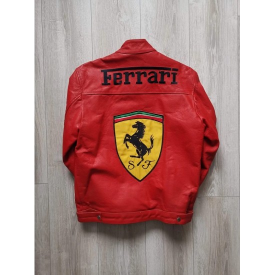 F1 MS Ferrari Red Leather Jacket F1 MS Ferrari Red Leather Jacket