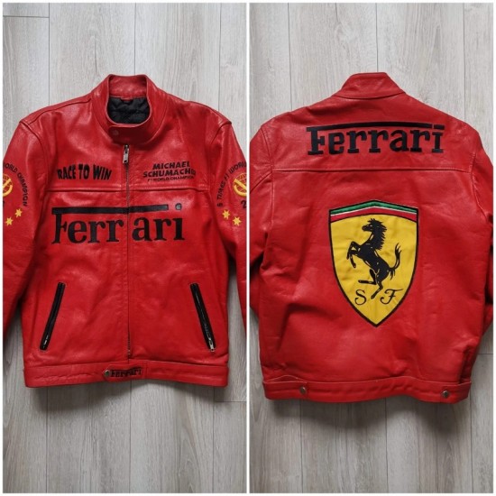 F1 MS Ferrari Red Leather Jacket F1 MS Ferrari Red Leather Jacket