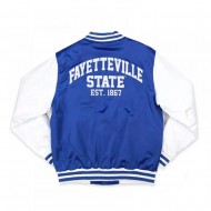 Fayetteville State Royal and White Baseball Jacket