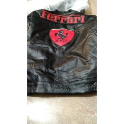 Ferrari 90s Formula 1 Racing Black Leather Jacket