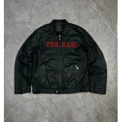 Ferrari 90s Vintage Racing Leather Black Jacket