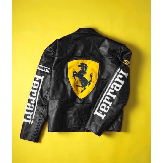 Ferrari Black Racing Motorbike Leather Jacket Ferrari Black Racing Motorbike Leather Jacket